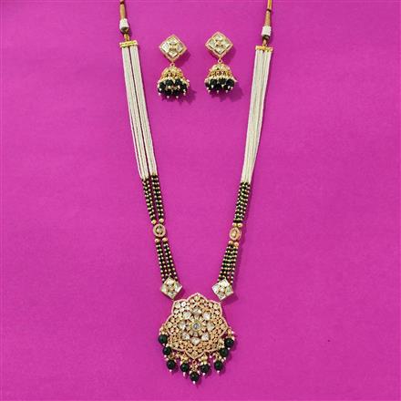 Kundan Long Necklace Set With Gold Plating