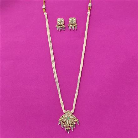 Kundan Long Necklace Set With Gold Plating