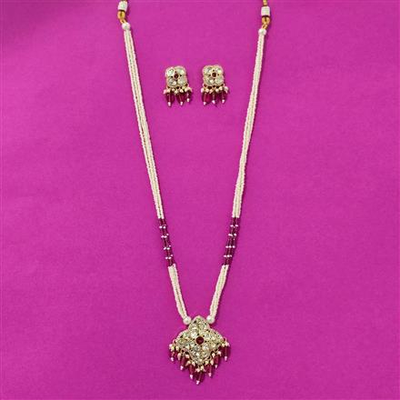 Kundan Long Necklace Set With Gold Plating