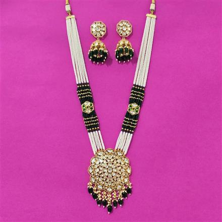 Kundan Long Necklace Set With Gold Plating