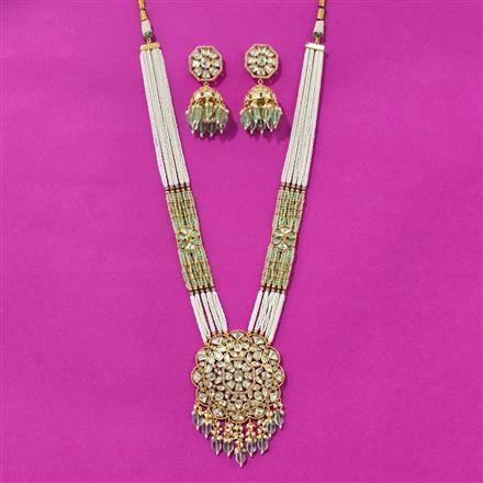 Kundan Long Necklace Set With Gold Plating