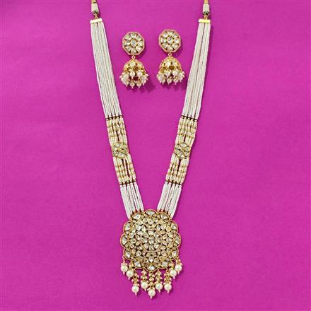 Kundan Long Necklace Set With Gold Plating