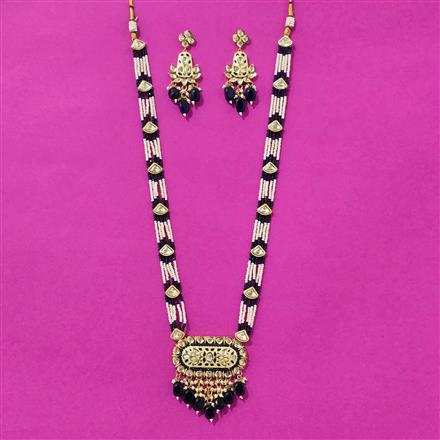Kundan Long Necklace Set With Gold Plating