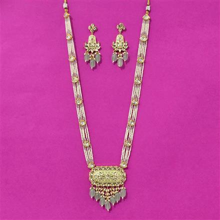 Kundan Long Necklace Set With Gold Plating