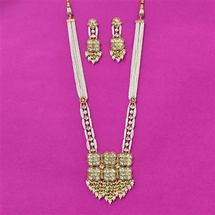 Kundan Long Necklace Set With Gold Plating