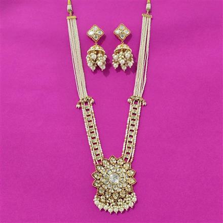 Kundan Long Necklace Set With Gold Plating