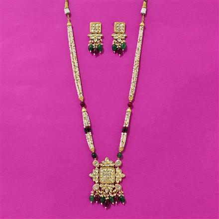 Kundan Long Necklace Set With Gold Plating