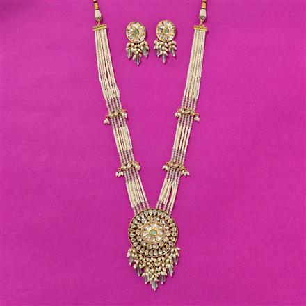 Kundan Long Necklace Set With Gold Plating