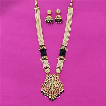 Kundan Long Necklace Set With Gold Plating