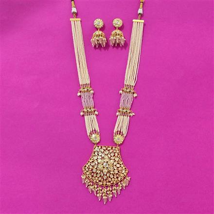 Kundan Long Necklace Set With Gold Plating