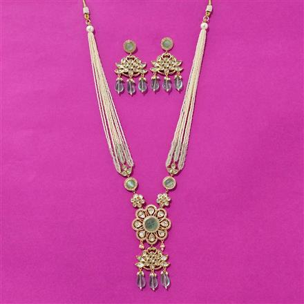 Kundan Long Necklace Set With Gold Plating