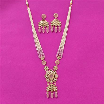 Kundan Long Necklace Set With Gold Plating