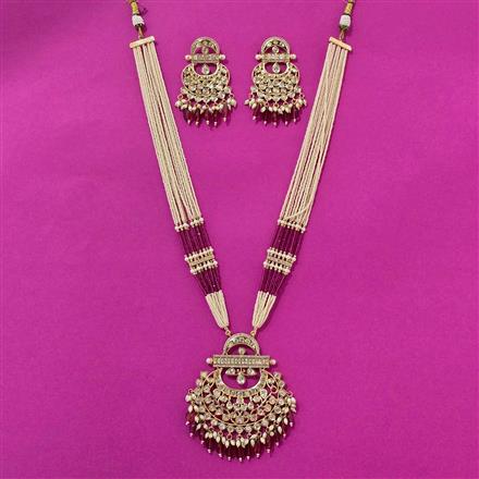 Kundan Long Necklace Set With Gold Plating