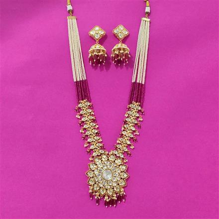 Kundan Long Necklace Set With Gold Plating