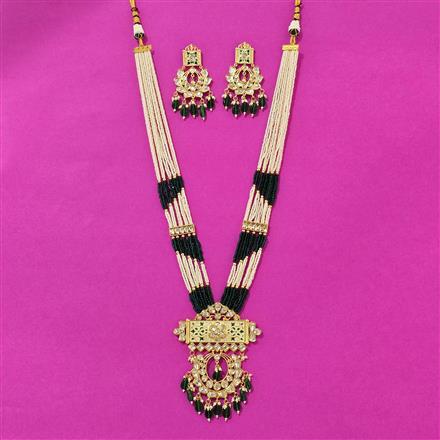 Kundan Long Necklace Set With Gold Plating