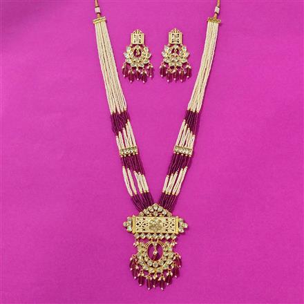 Kundan Long Necklace Set With Gold Plating