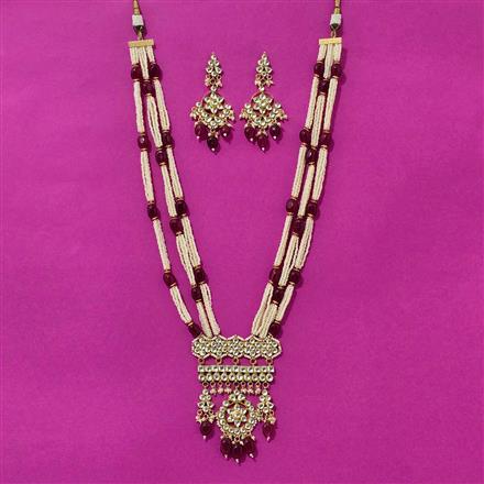 Kundan Long Necklace Set With Gold Plating