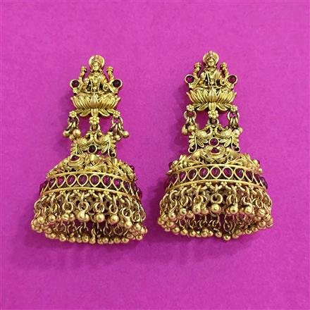 Antique Jhumki With Matte Gold Plating