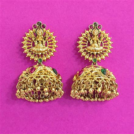 Antique Jhumki With Matte Gold Plating