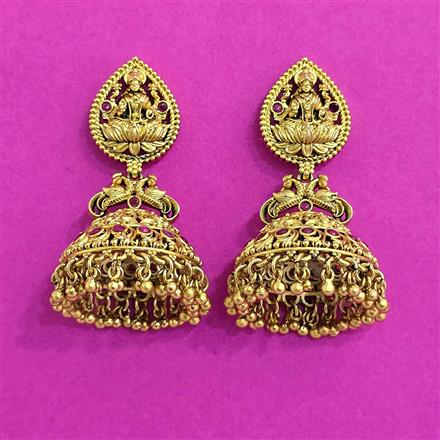 Antique Jhumki With Matte Gold Plating