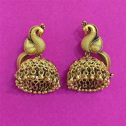 Antique Jhumki With Matte Gold Plating