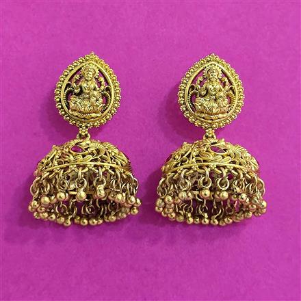 Antique Jhumki With Matte Gold Plating