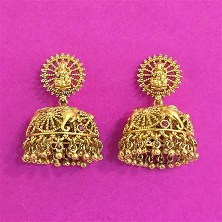 Antique Jhumki With Matte Gold Plating