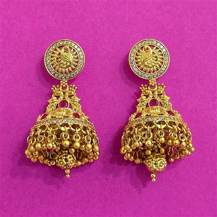 Antique Jhumki With Matte Gold Plating