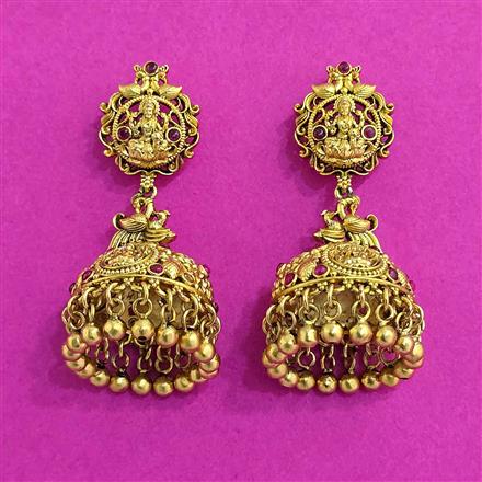 Antique Jhumki With Matte Gold Plating