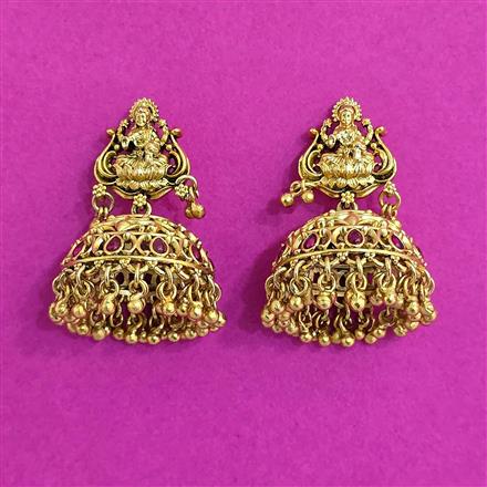 Antique Jhumki With Matte Gold Plating