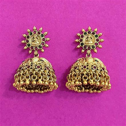 Antique Jhumki With Matte Gold Plating