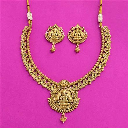 Antique Temple Necklace With Matte Gold Plating