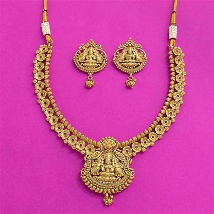 Antique Temple Necklace With Matte Gold Plating