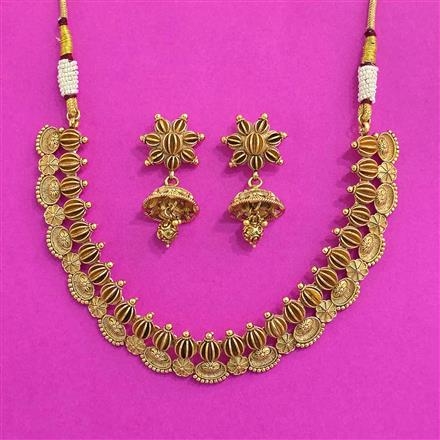 Antique Classic Necklace Set With Matte Gold Plating
