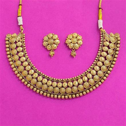 Antique Classic Necklace Set With Matte Gold Plating