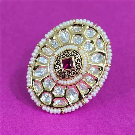 Kundan Adjustable Ring With Carat Plating