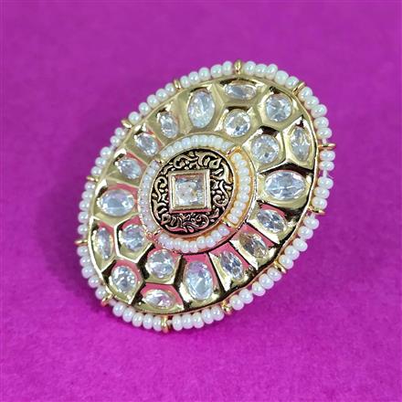 Kundan Adjustable Ring With Carat Plating