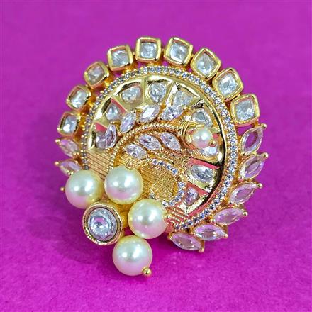 Kundan Adjustable Ring With Carat Plating
