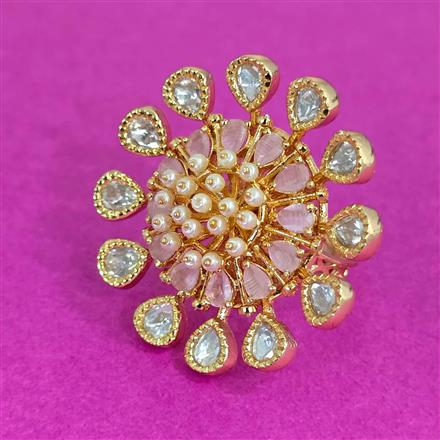 Kundan Adjustable Ring With Carat Plating