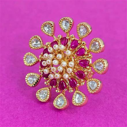 Kundan Adjustable Ring With Carat Plating