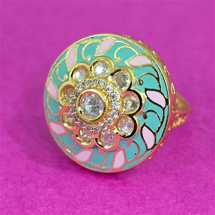 Kundan Meenakari Ring With Carat Plating