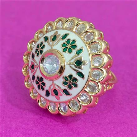 Kundan Meenakari Ring With Carat Plating