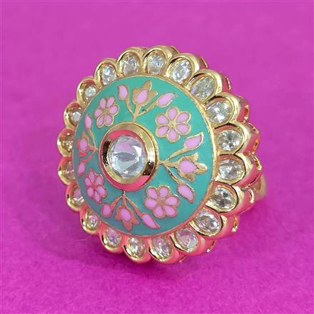 Kundan Meenakari Ring With Carat Plating
