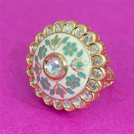 Kundan Meenakari Ring With Carat Plating