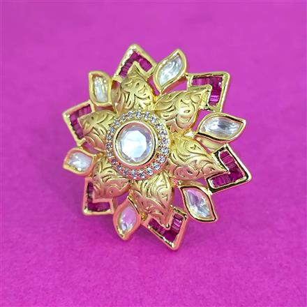 Kundan Adjustable Ring With Carat Plating