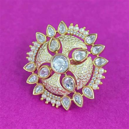 Kundan Meenakari Ring With Gold Plating