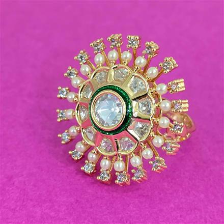 Kundan Meenakari Ring With Carat Plating