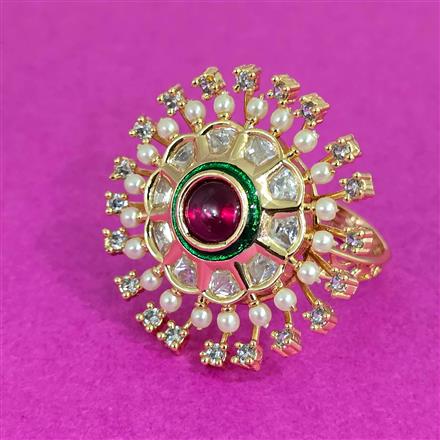 Kundan Meenakari Ring With Carat Plating