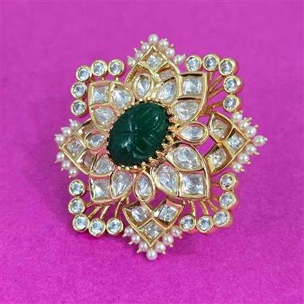Kundan Adjustable Ring With Carat Plating