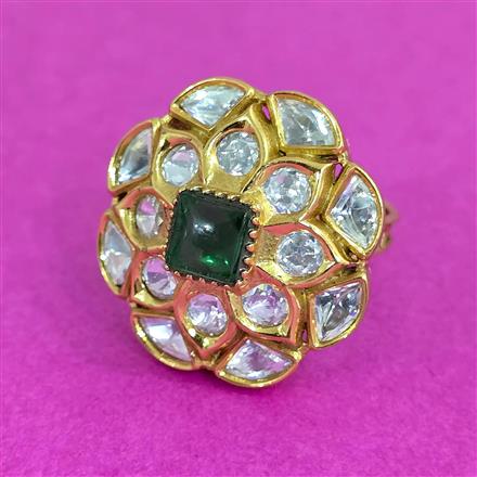 Kundan Adjustable Ring With Victorian Plating